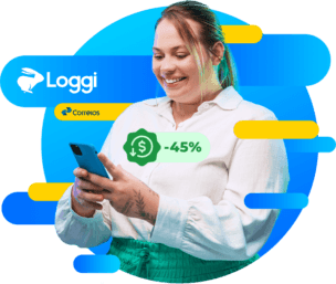 Moça usando o serviço envio pelos Correios Loggi